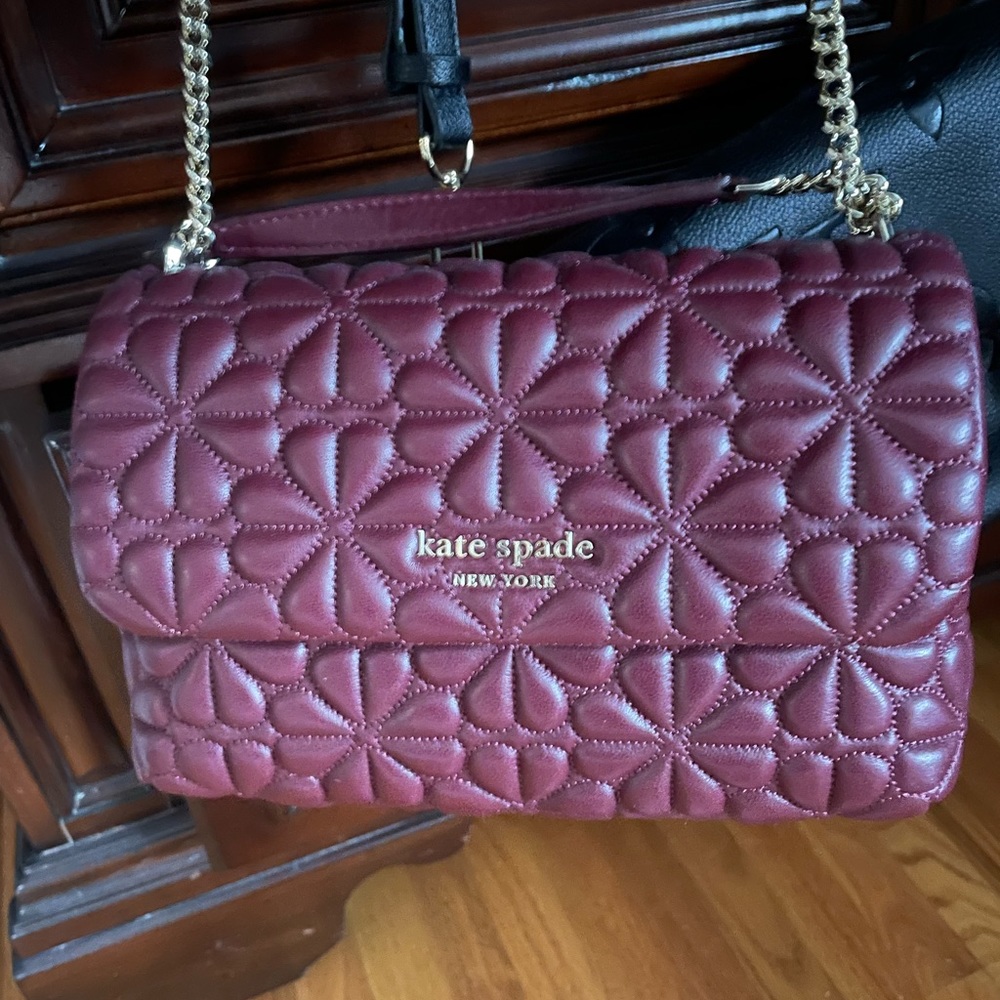 Kate Spade purse bag leather maroon quilted - Picture 1 of 7